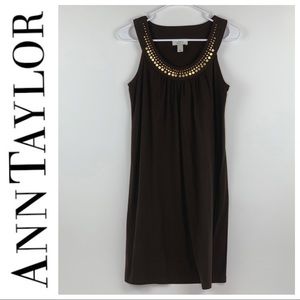Ann Taylor LOFT Sleeveless Sheath Dress Brown S